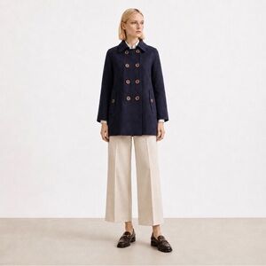 FOREVER NEW - Dark Blue Oversized Cape style Peacoat | Gold Button Coat